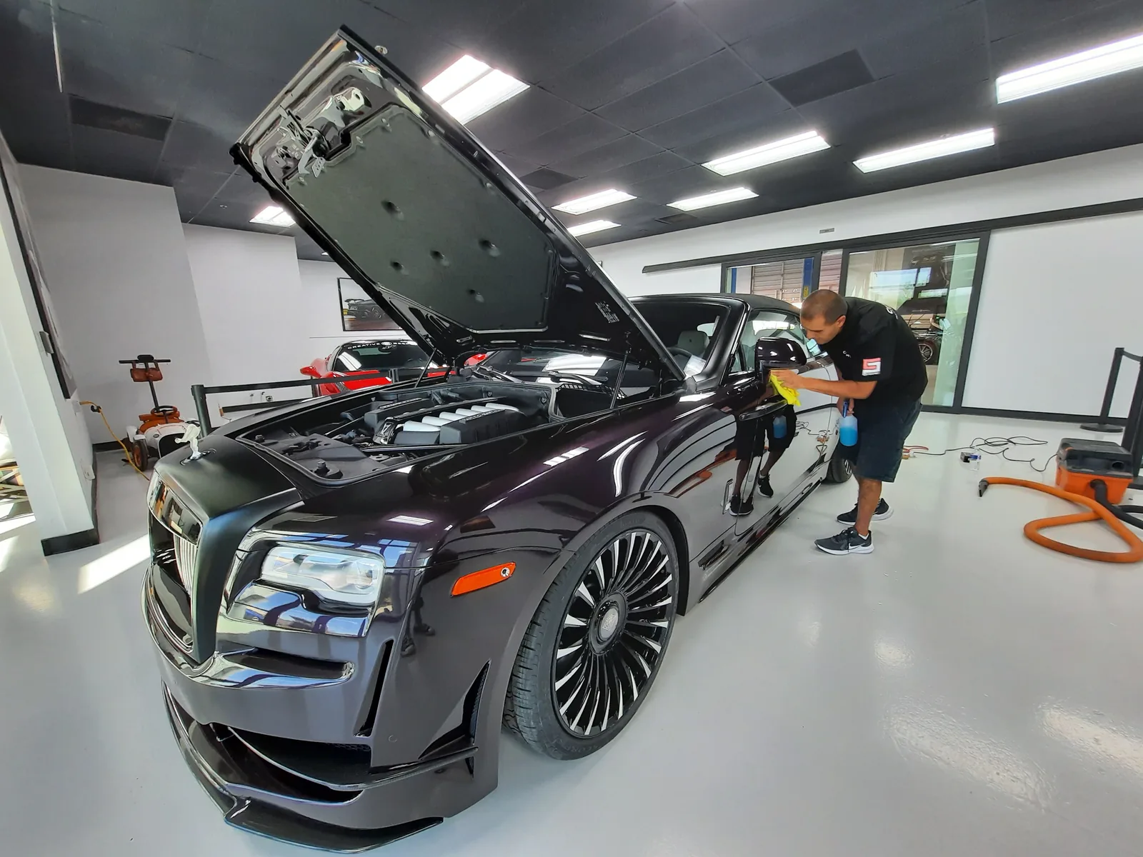 Rolls-Royce Ghost being prepped for ceramic coating in Scottsdale