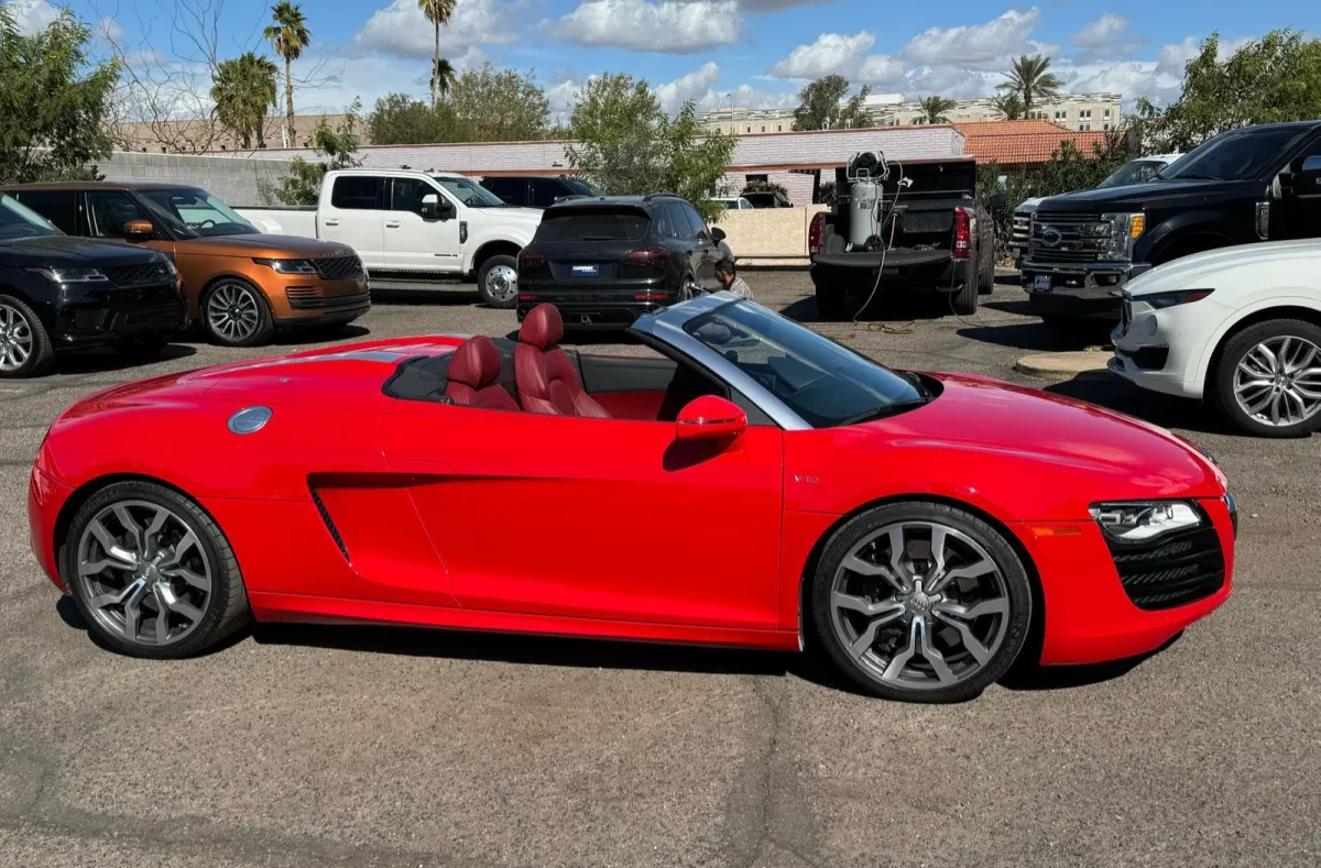 Red Audi R8 showcasing unparalleled coating thickness and gloss